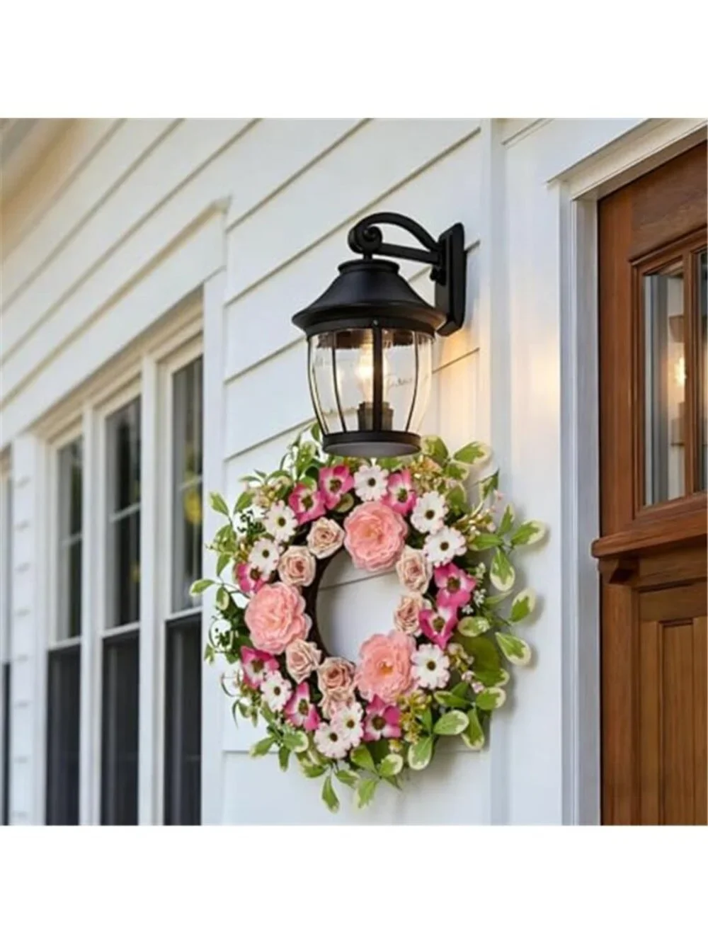 Artificial Peony & Rose Floral Spring Wreath, 24-Inch